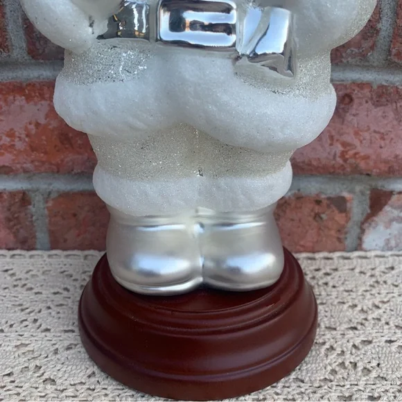 Vintage Dept 56 Mercury Glass Santa Bottle Brush Tree Figurine - Picture 3 of 13